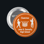 Orange High School Marching Band Personalised 6 Cm Round Badge<br><div class="desc">This cool customised orange high school marching band button features white typography of your player name under the drums. A great student musician gift for parents.</div>