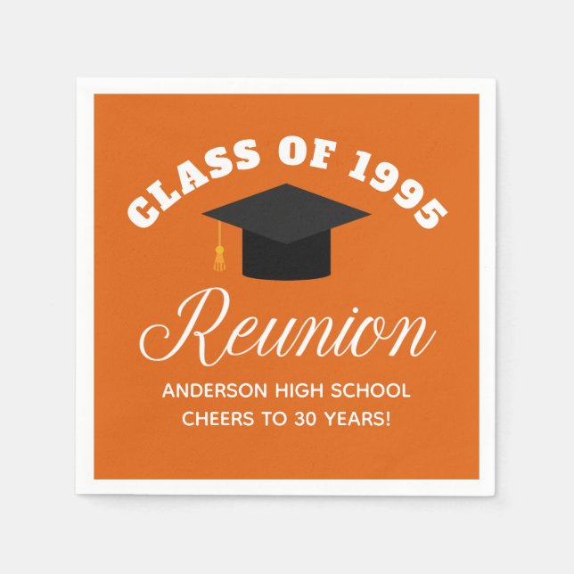 Orange High School Reunion Personalised Party Napkin (Front)