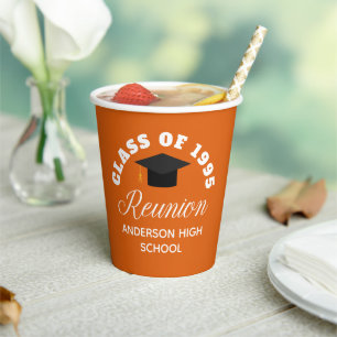 Orange High School Reunion Personalised Party Paper Cups