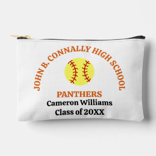 Orange High School Softball Player Personalised Accessory Pouch