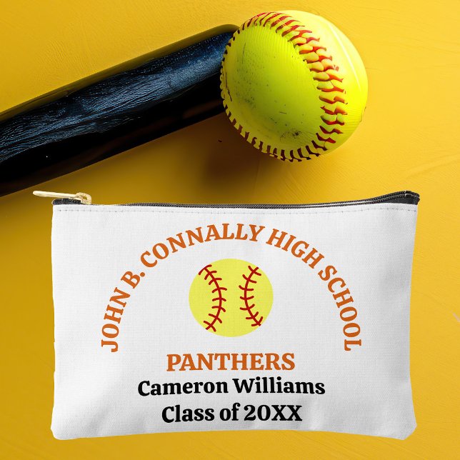 Orange High School Softball Player Personalised Accessory Pouch (Creator Uploaded)
