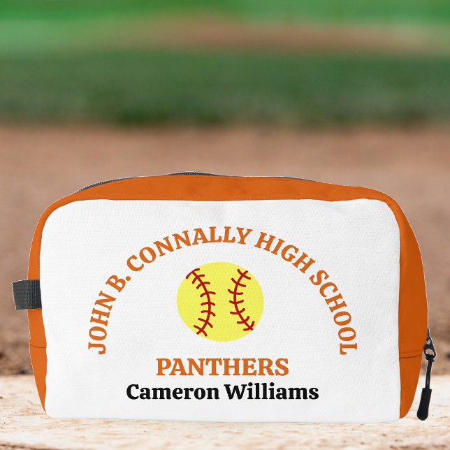 Orange High School Softball Player Personalised Dopp Kit (Creator Uploaded)