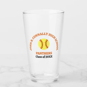Orange High School Softball Player Personalised Glass