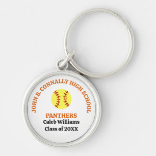 Orange High School Softball Player Personalised Key Ring