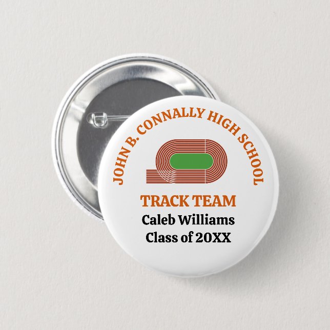 Orange High School Track Team Customised Runner 6 Cm Round Badge (Front & Back)