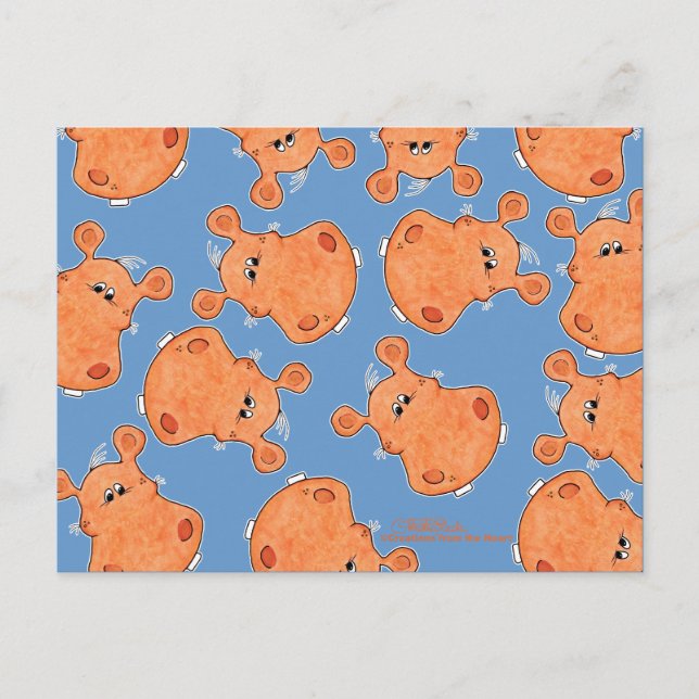Orange Hippo Head collage Postcard (Front)