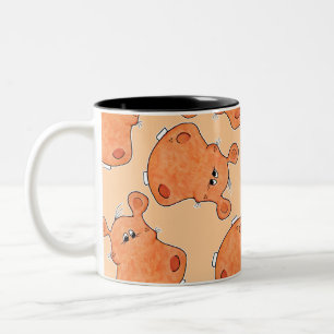 Orange Hippo Head collage Two-Tone Coffee Mug