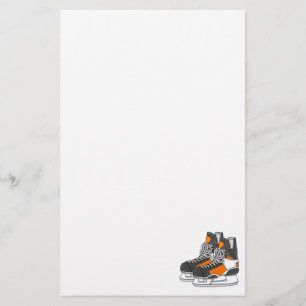 Orange Hockey Skates Stationery