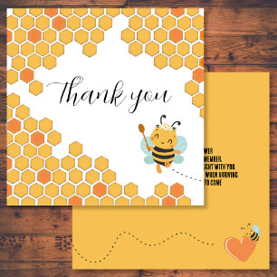 Orange honeycomb mother baby Bumblebee Thank You Card