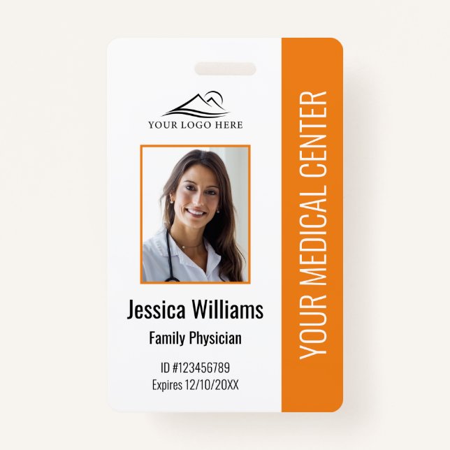 Orange Hospital Medical Employee Photo ID Badge (Front)