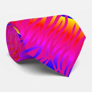Orange Hot Pink Abstract Zebra Stripe Patterns Tie
