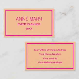 Orange Hot Pink Custom Colour Wedding Trendy Business Card