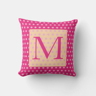 Orange Hot Pink Polka Dot Pattern Boho Girly Cushion
