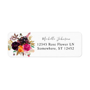 Orange, Hot Pink, & Purple Floral Return Address Label