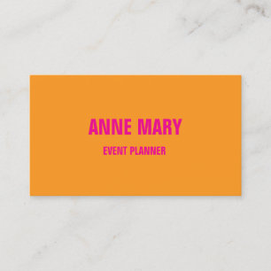 Orange Hot Pink Wedding Event Planner Colourful Business Card