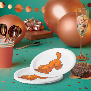 Orange Hound Dog Paper Plate