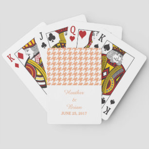 Orange Houndstooth Wedding Playing Cards
