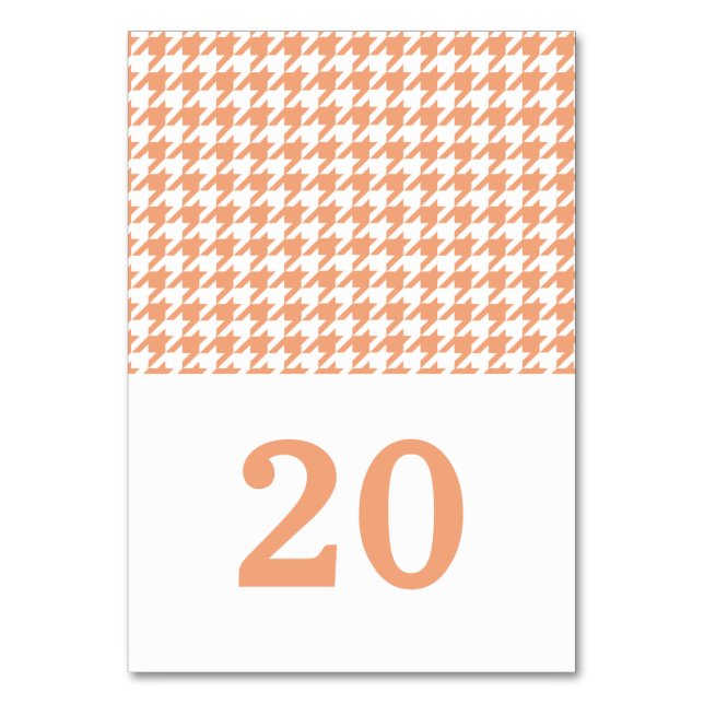 Orange Houndstooth Wedding Table Card (Front)