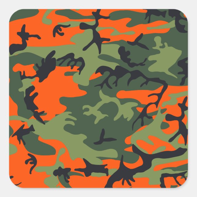 Orange Hunter Camo Square Sticker (Front)