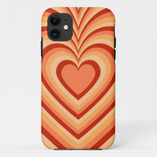 Orange Hypnotic Heart Love Pattern iPhone 11 Case