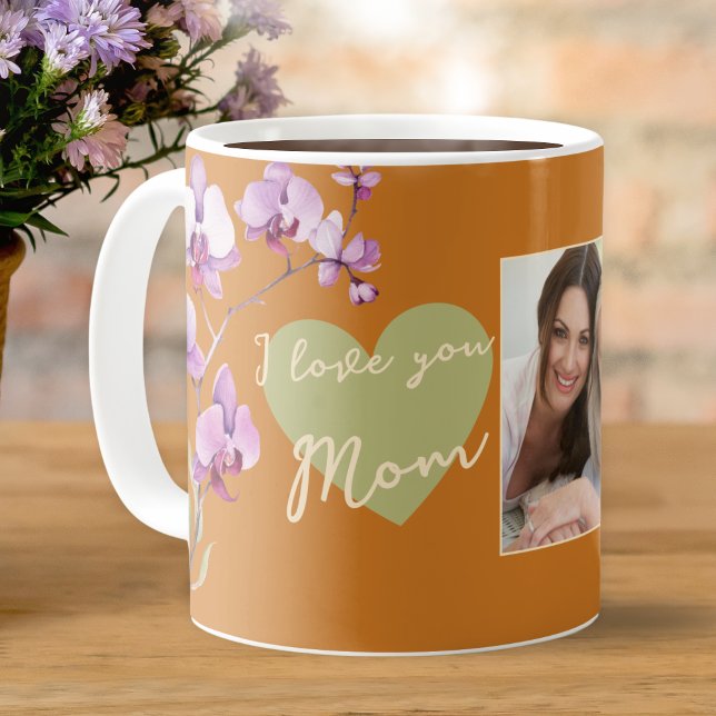 Orange I Love You Mom Floral Mother's Day Photo Coffee Mug (Creator Uploaded)