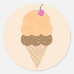 Orange Ice Cream Cone Classic Round Sticker
