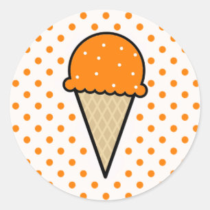 Orange Ice Cream Cone Classic Round Sticker