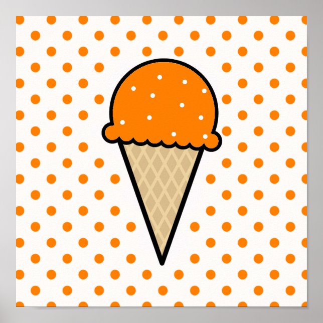 Orange Ice Cream Cone Poster (Front)