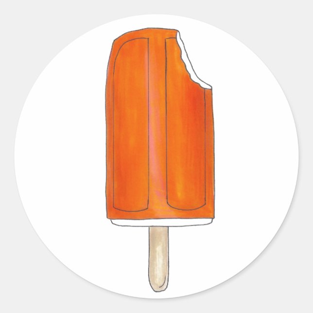 Orange Ice Cream Creamsicle Popsicle Junk Food Classic Round Sticker (Front)