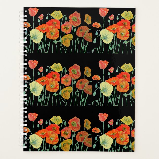Orange Iceland Poppy Poppies Floral Flowers Planner (Front)