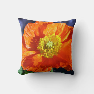 Orange Icelandic Poppy Photograph Cushion