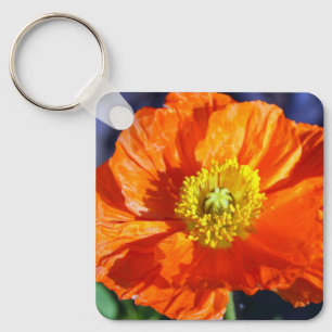 Orange Icelandic Poppy Photograph Keychain