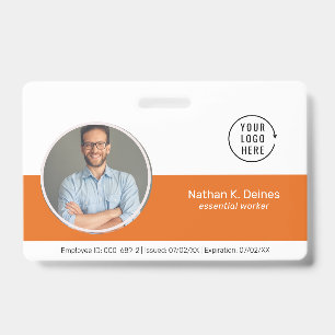 Orange ID Employee Photo ID Company Security Badge