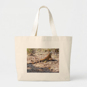 Orange Iguana hunts Large Tote Bag