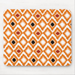 Orange Ikat Diamonds Custom Pattern Mouse Pad
