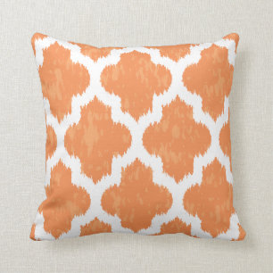 Orange Ikat Quatrefoil Classic Modern Geometric Cushion