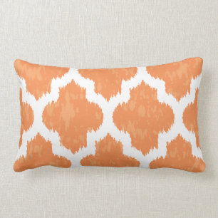 Orange Ikat Quatrefoil Classic Modern Geometric Lumbar Cushion