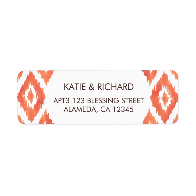 Orange Ikat Return Address Label (Front)