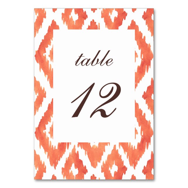 Orange Ikat Table Number (Front)