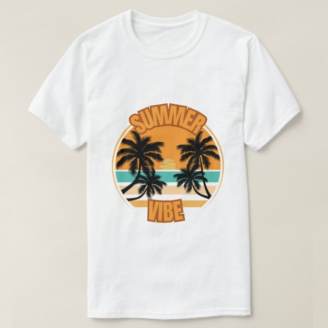 Orange Illustrative Summer Time Artwork T-Shirt (Design Front)