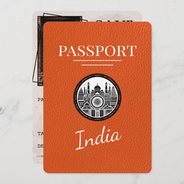 Orange India Passport Save The Date (Front/Back)