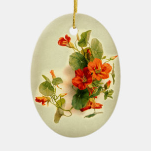 Orange Indian Cress Ceramic Ornament