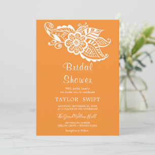 Orange Indian Paisley Bridal Shower Invitation