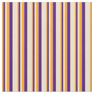 Orange, Indigo, and Beige Lines Pattern Fabric