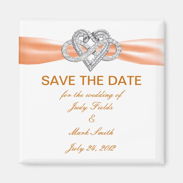 Orange Infinity Heart Save The Date Magnet (Front)