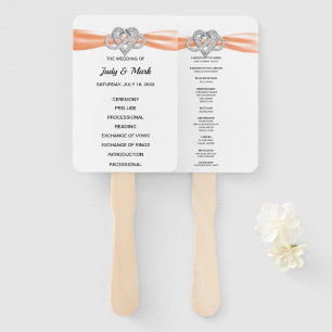 Orange Infinity Heart Wedding Program Fans