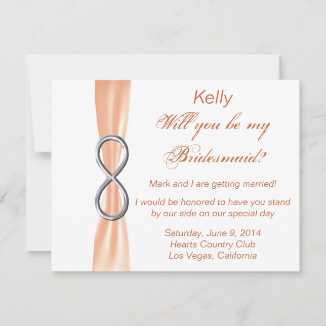 Orange Infinity Wedding Bridesmaid Card (Front)