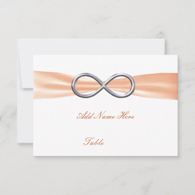 Orange Infinity Wedding Table Place Card (Front)