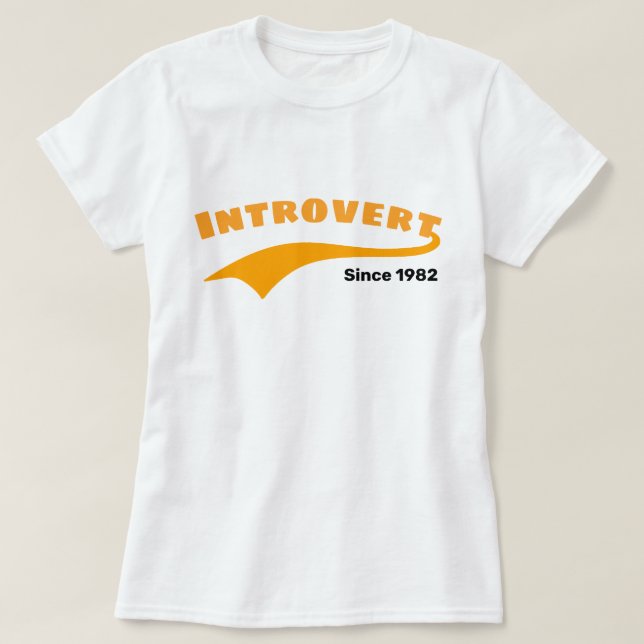 Orange Introvert Typography Swoosh Custom Date T-Shirt (Design Front)