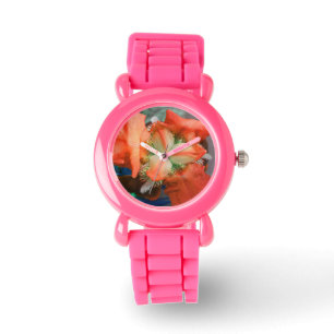 Orange Iris Flower Watch
